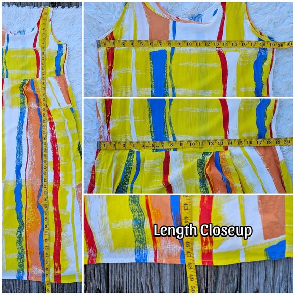 Vtg Jams World Janice Dress M Primary Stripe Yellow Kidcore Sleeveless Vintage - Picture 6 of 8